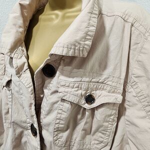 Lane Bryant Cargo Utility Jacket Sz 24 Khaki Field Outdoor Safari Hiking Granola